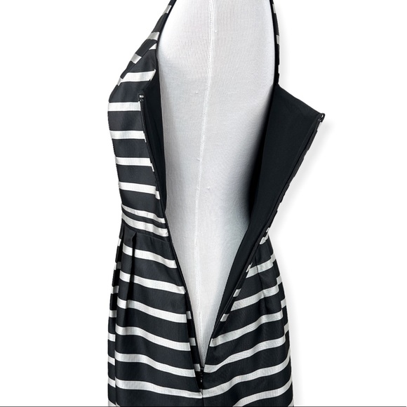 J. Crew Factory Metallic Jacquard Stripe Sleeveless Dress Pockets Black Silver - Picture 8 of 14